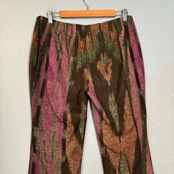 Angelo Mozzillo Women’s Pink Brown Abstract Printed Bootcut Boho Trousers - Picture 6 of 11